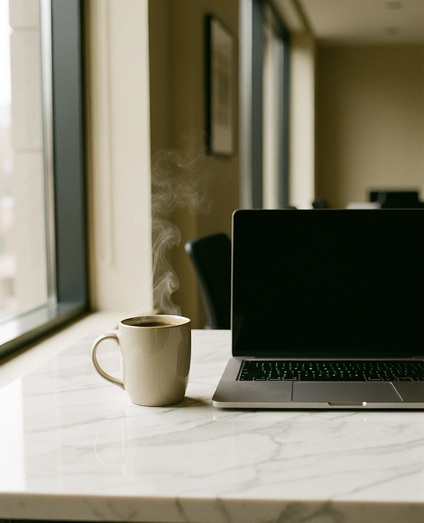 Modern morning workspace